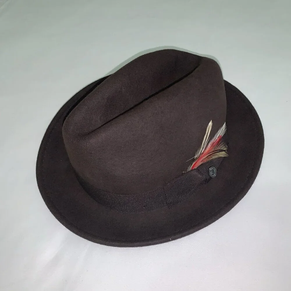 Jaxon Homburg Godfather Fedora Style Hat Men's 100% Wool Felt Dark Brown Large